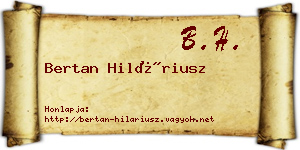 Bertan Hiláriusz névjegykártya
